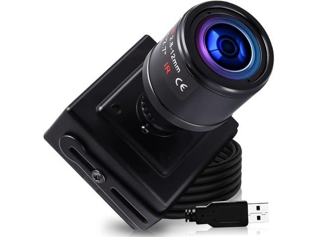 ELP USB Camera with Zoom Lens 2.8-12mm Manual Focus Webcam, 1.3MP Low Light Varifocal 960P 0.01Lux Low Illumination 4X Zoom Webcam, Mini Variable...
