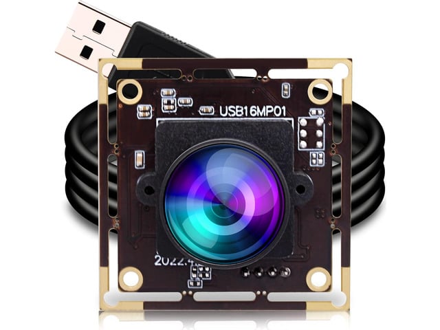 ELP 16mp Wide Angle USB Camera for Computer 180degree Fisheye Lens Webcam Board Mini UVC USB2.0 4K Video Lightburn Camera Module,with 3.3ft/1m...