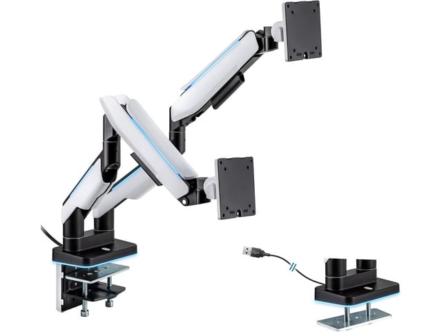 Mount-It! Heavy Duty Dual Monitor Arm up to 35 in. 44 lbs Screens, RGB Lights, 75x75 100x100 VESA Desk Mount for 2 Widescreen Curved Monitors 27 32...
