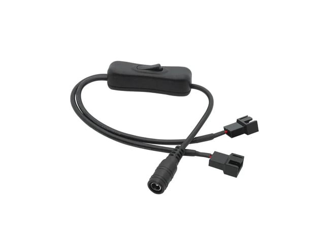 12V Copper DC 5521 to 4Pin PWM PC Fan Cable Computer PC Router Fan Power Swith Adapter Cable with switch(34cm 1 to 2)