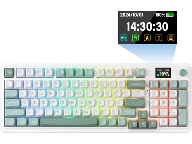 Redragon K719 Wireless Gasket Gaming Keyboard w/Hype Screen & Knob, 95 Keys Mechanical Keyboard, Easy-Control 1.14 TFT Info Display, 5-Layer Noise...