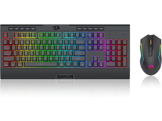 Redragon S151 PRO 3-Mode Wilreess Gaming Keyboard & Mouse Combo, 104 Keys K525 RGB Membrane Keyboard and 10000 DPI M616 Gaming Mouse Bundle