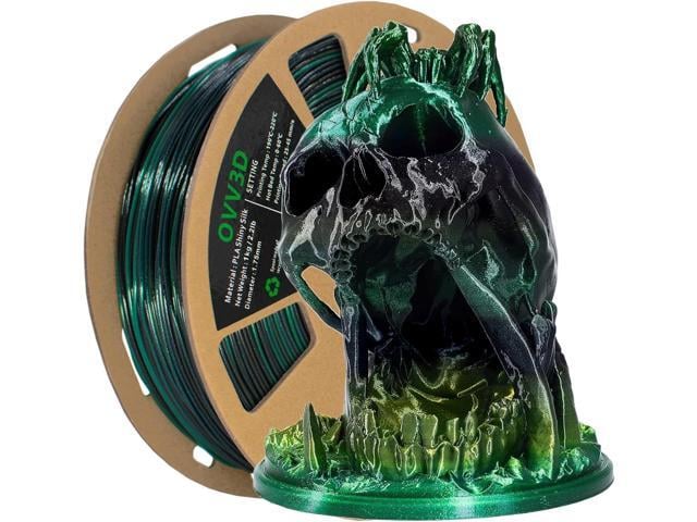 PLA Filament 1.75mm, 3D Printer Filament Silk Black Green Color Changing, Silk PLA Filament with Glitter Flecks, 3D Printing Filament 1.75...
