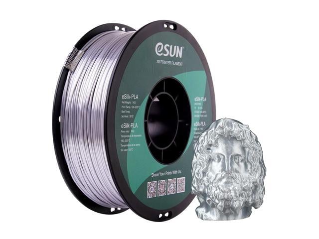 eSUN Silk PLA 3D Printer Filament, Dimensional Accuracy +/- 0.03 mm, 1 kg Spool, 1.75 mm, Silver
