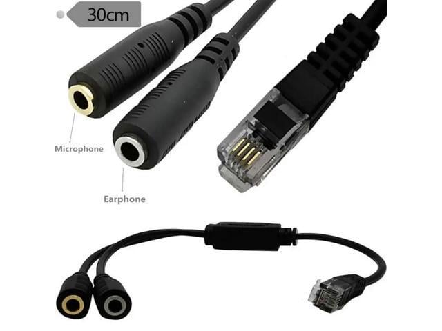 RJ9 Plug to Dual 3.5mm Jack for PC Headset to Avaya 1600 9600 SNOM Yealink Phones