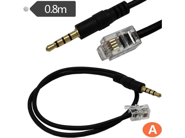 Headset 3.5MM Male Plug to RJ9 Male Audio Cable for Amplifiers and Bluetooth Headsets 0.8m