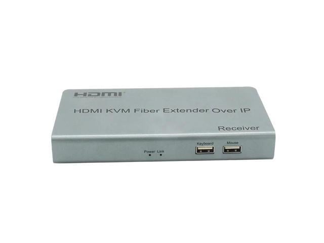 20Km HDMI KVM Fiber Optical Extender over IP via Single LC Fiber Cable 1080P HDMI USB Fiber Extender Support USB Keyboard Mouse(EU Plug) (Only one RX)