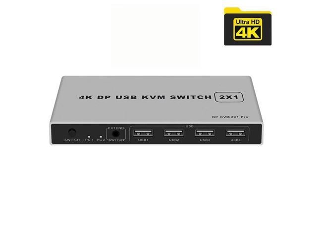 8K 60Hz Displayport KVM Switch 2x1 DP USB KVM Switcher 2 in 1 out 4K 60Hz DP Switcher 2 PC Share Keyboard Mouse Printer Monitor(4K)