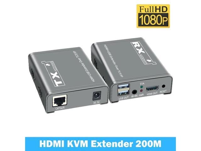 (AU Plug)(One RX)200M HDMI KVM Extender Over UTP/TCP Rj45 Cat5e/6 1080P HDMI USB Ethernet Extender Support Via Network Switch USB Mouse keyboard