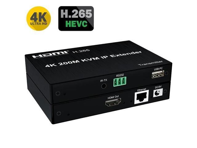 (with AU Plug)(1 TX and 1RX)4K HDMI KVM Extender over IP 200M Matrix HDMI USB Extender Support 1 TX To Many RX via Network Switch Support USB Mouse...