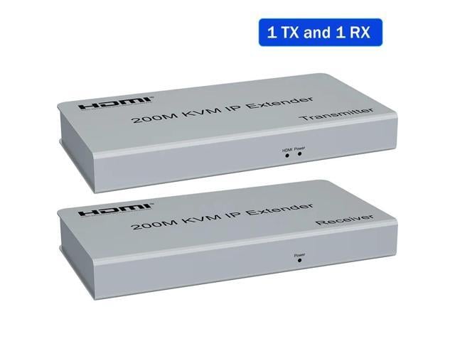 (with EU Plug)(1 TX and 1 RX)200M IP HDMI KVM Extender RJ45 Ethernet Lan Network Cable 1080P HDMI USB Extender Muitlpoint Cascade Support USB Mouse...