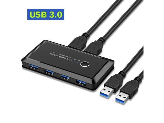 USB 3.0 KVM Switch 2x4 USB 2.0 Switcher Selector 2 PC Sharing 4 USB Devices KVM Switch Hub Adapter for Keyboard Mouse Printer(USB3.0)