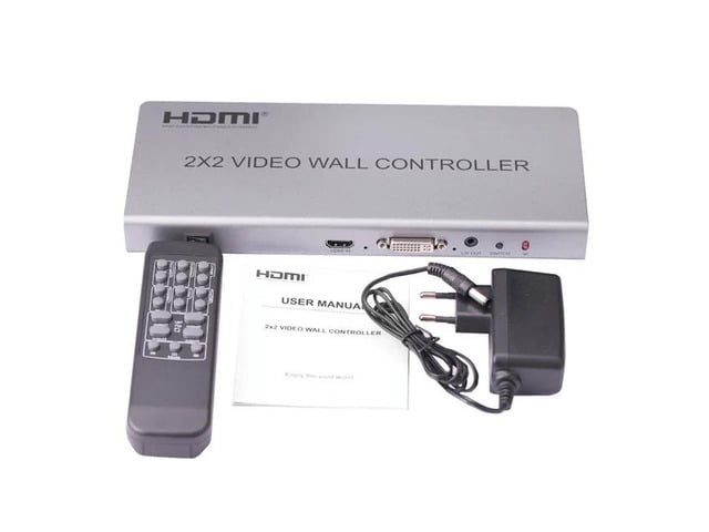 4K 2x2 HDMI Video Wall Controller 1080P TV Wall Processor 1x2 1x3 1x4 4 Screens Stitching Bezel Compensation 180 Degree Rotate(AU Plug) (1080P 2X2)