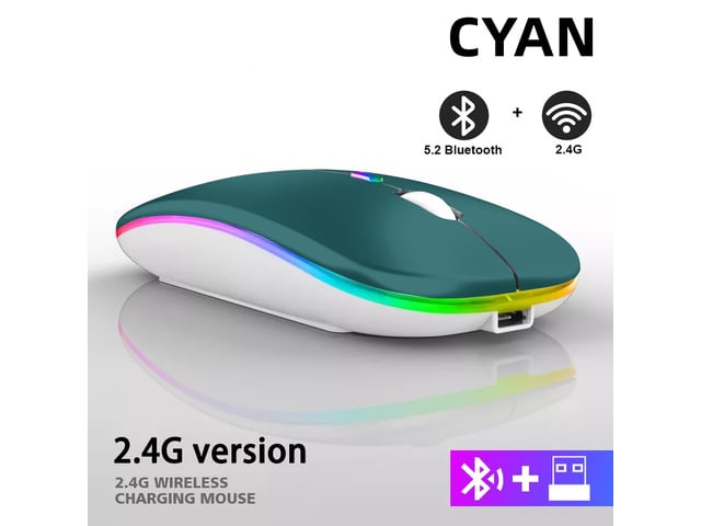 Apple Rechargeable Bluetooth Wireless Mouse with 2.4GHz USB RGB 1600DPI Mouse for Computer Laptop Tablet PC Macbook Gaming Mouse Gamer(Dual Mode Wireless)