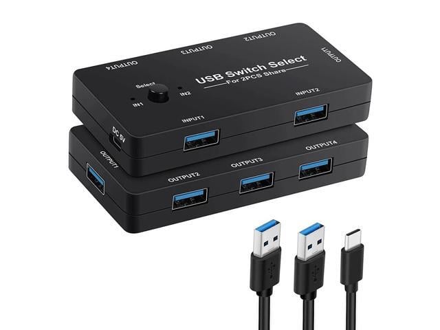 USB KVM Switch USB 2.0 Switcher KVM Switch for Windows 10 PC Keyboard Mouse Printer 2 PCs Sharing 4 Devices USB Switch(with usb2.0 cable)