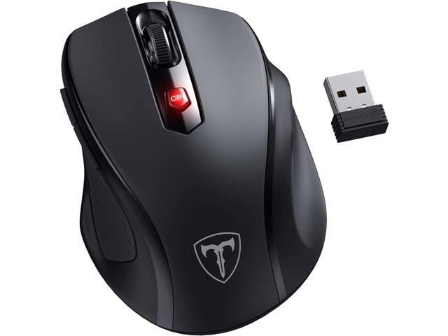 Wireless Mouse, D-09 Computer Mouse USB Cordless Mice for Laptop, Ergo Grips, Lightspeed 5-Level 2400 DPI, 16 Months Battery, Portable for PC Mac...