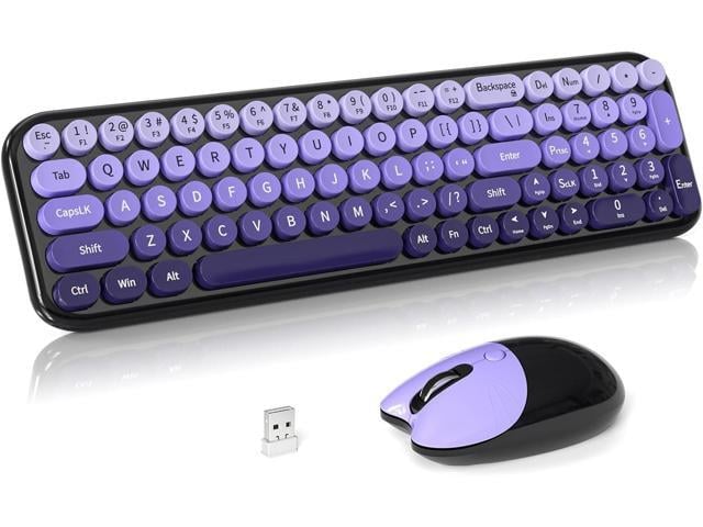 Wireless Keyboard and Mouse Combo 2.4GHz Colorful Full-Size