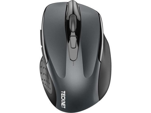 TECKNET Wireless Mouse (2.4G & BT5.0/3.0) Silent 4800 DPI Computer USB A & Bluetooth Mouse 6 Buttons, Wide Compatibility - Grey