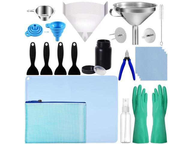 LCD 3D Printer Accessories Resin Tool Kit Includes Stainless Steel Funnel, Resin Filter, Silicone Pad, Photosensitive Resin Bottle, Basic Tools for...