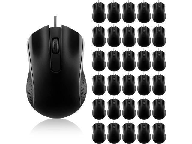 Bonuci 30 Pack USB Wired Mouse 3 Button Corded Computer Mice Bulk USB Mouse for PC Desktop, Laptop, Office, School, Classroom Use(Black)