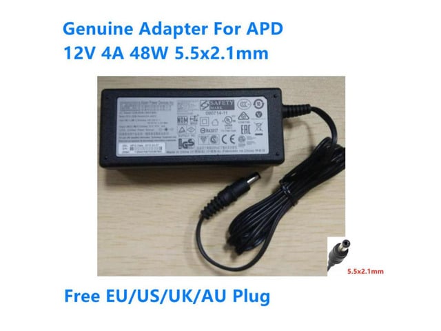 AC Adapter For APD DA-48Q12 12V 4A 48W 5.5x2.1mm DA-48P12 LED Monitor Power Supply Charger