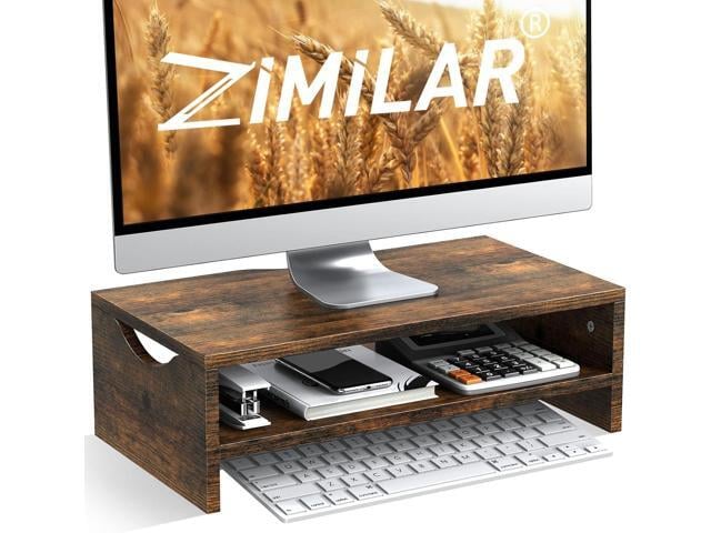 Zimilar Monitor Stand Riser, 2 Tiers Laptop Computer Monitor Riser for PC Screen, iMac, Desktop Wooden Screen Monitor Stand Riser with Storage for...