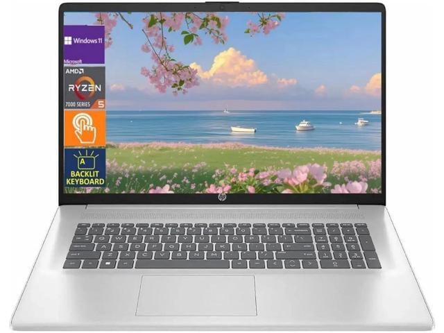 HP 17.3' HD Touch Business Laptop - AMD Ryzen 5 7430U(up to 4.3 GHz) - Backlit KeyBoard - 32 GB RAM,1 TB PCIe SSD - Win 11 Home