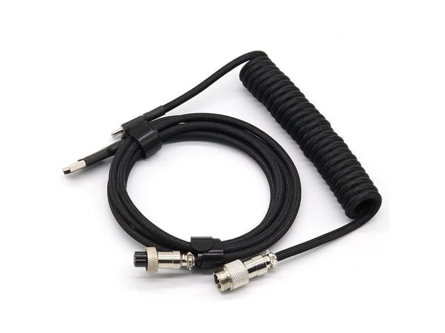BUCIER Coiled Keyboard Cable for Gaming Mechanical Keyboard, Handwork Braided + PET Mesh, Metal Plug, with Detachable Metal Aviator Connector, 3...