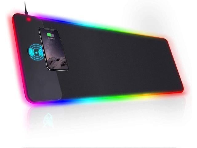 BUCIER Wireless Charging RGB Gaming Mouse Pad 10W,Extended Large Mouse Mat Desk Pad LED Mouse Mat 800x300x4MM, 10 Light Modes Extra Large Mousepad...