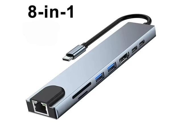 Usb 8 In 1 Type C 3 1 To 4k HdTV Hub Adapter With Sd Tf Rj45 Card Reader Pd Fast Charge For Type-C Laptop Notebook Computer