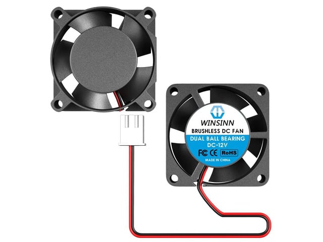 WINSINN 25mm Fan 12V, 3D Printer Micro 12 Volt Fans 2510 Dual Ball Bearing, Brushless Cooling 25mmx10mm 2PIN (Pack of 2Pcs)