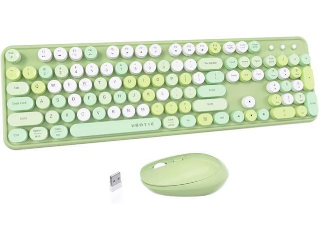 UBOTIE Colorful Computer Wireless Keyboards Mouse Combos, Typewriter Flexible Keys Office Full-Sized Keyboard, 2.4GHz Dropout-Free Connection and...