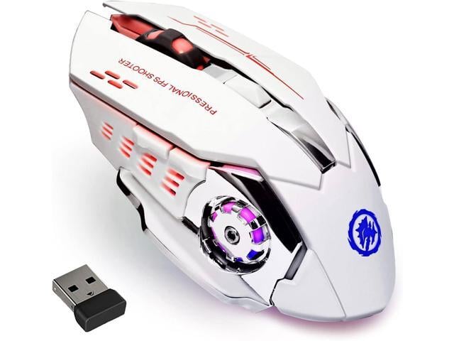 Wireless Gaming Mouse Bluetooth Mouse RGB Rechargeable 2.4G USB Cordless Computer Mice with 7 Color Backlit, 6 Buttons & Silent Click for Laptop,...