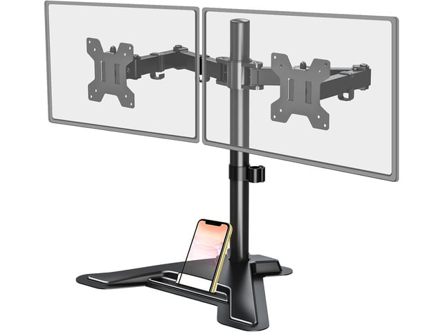 MOUNT PRO Dual Monitor Stand - Free Standing Full Motion Monitor Desk Mount Fits 2 Screens up to 27 inches,17.6lbs with Height Adjustable, Swivel,...