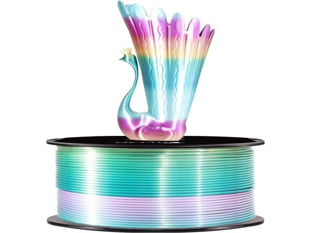 Silk Blue Purple Multicolored Fast Color Gradient Change PLA 3D Printer Filament, 1.75mm 1Kg Multi Colored Rainbow 3D Printing Material, Widely Fit...