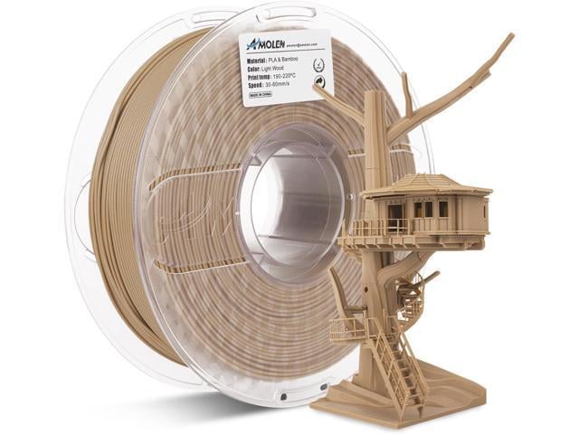 AMOLEN Wood Bamboo 3D Printer Filament, PLA Filament 1.75mm 20% Real Bamboo Fiber, 1kg/2.2lbs