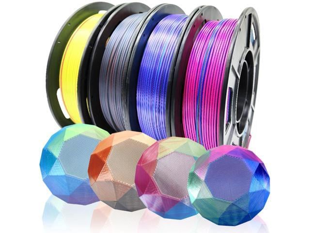 Reprapper 4X 250g Color Pack, Triple Color Filament Coextrusion PLA Filament 1.75mm for 3D Printer, 4 Spools Silk Rose/Blue/Green, Red/Blue/Gold,...