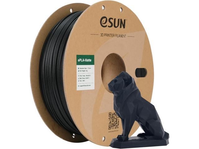 eSUN Matte PLA Filament 1.75mm, Matte 3D Printer PLA Filament, 1KG Spool 3D Printing Filament for 3D Printers, Paper Reel, Deep Black
