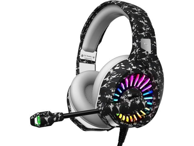 ZIUMIER Wired Camo Gaming Headset for PC, PS5, PS4, Xbox Series X S Noise Canceling Microphone, LED RGB Light, 50mm Driver, 3.5mm Audio Jack,...