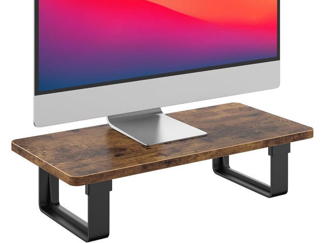 Monitor Stand Riser with 50 LB Capacity, Stable Wood Computer Monitor Stand for Desk Organizers, Anti-slip Computer Riser Monitor Shelf for PC...