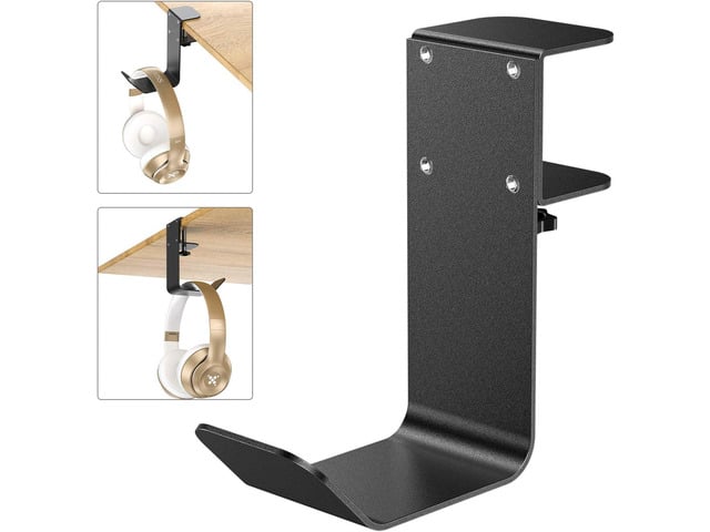 tiebutie Clamp-On Under Desk Headphone Holder/Backpack Hook/PC Gaming Headset Headphone Hanger Mount, Provides a Convenient Place to Hang Headsets...