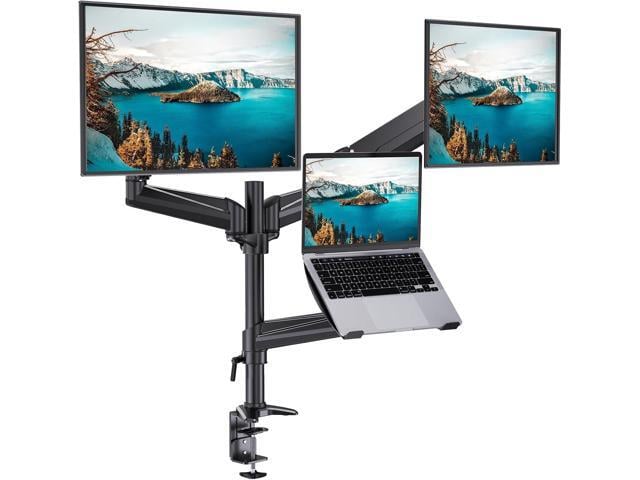 HUANUO Dual Monitor and Laptop Mount for Max 32 Monitor and 17 Laptop, Adjustable Arm with Tilt, Swivel and Rotation, Dual Monitor and Notebook...