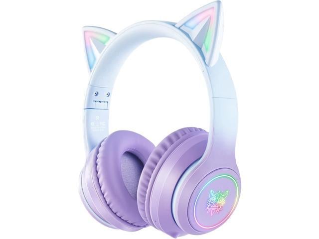 SIMGAL Bluetooth Cat Ear Headphones for Kids, Wireless & Wired Mode Foldable Headset with Mic, RGB LED Light, for Girls School Gaming, Compatible...