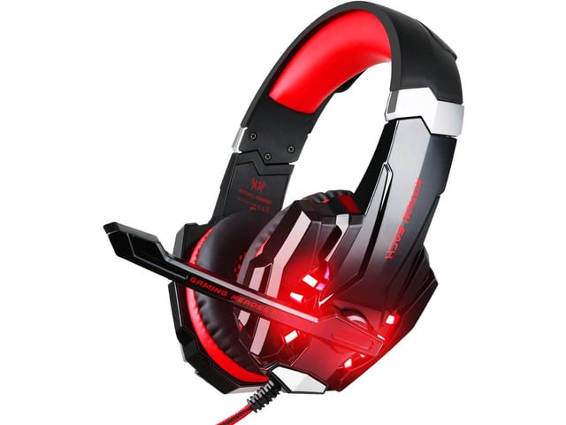BlueFire Stereo Gaming Headset for PS4, PS5, PC, Xbox One, Noise Cancelling Over Ear Headphones with Mic, LED Light, Bass Surround, Soft Memory...