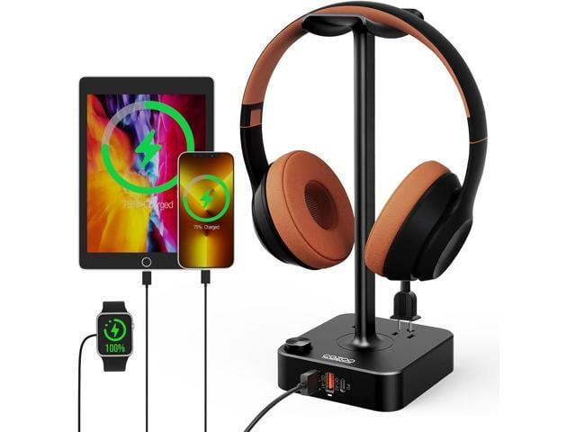 COZOO Headphone Stand with USB Charger Desktop Gaming Headset Holder Hanger with 3 USB Charging Station and 2 Outlets Power Strip,Suitable for...