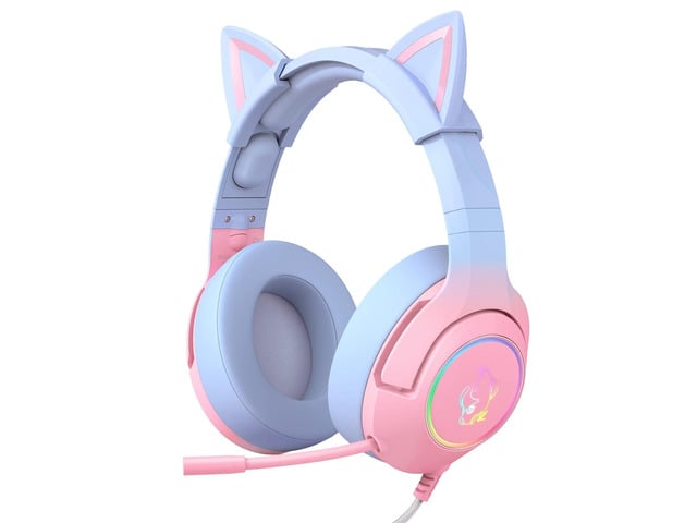 PHNIXGAM Gaming Headset for PS4, PS5, Xbox One(No Adapter), Cat Ear Headphones with Noise Cancelling Microphone, RGB Backlight, Surround Sound for...
