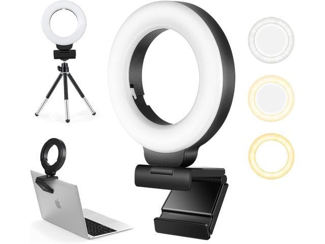 Webcam Lighting,Ring Light for Laptop/Computer,Zoom Call Lighting,4''Small Video Conference Lighting with Webcam Style Mount and Tripod,3 Light...