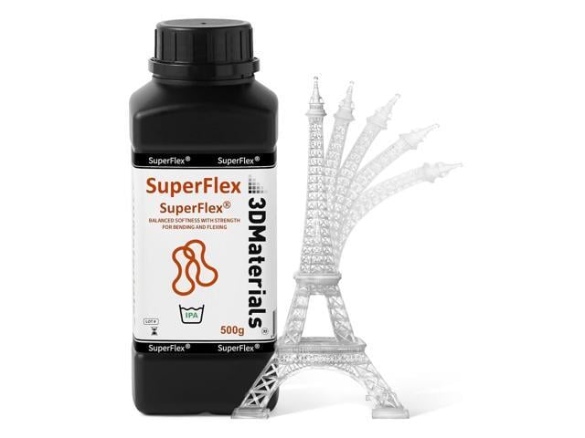 Superflex 3D Printer Resin, Softness 80A Simulating Flexible Rubber, Made in Korea by 3DMaterials (500g, Clear)