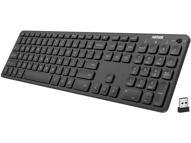 Arteck 2.4G Wireless Keyboard Ultra Slim Full Size Keyboard with Numeric Keypad and Media Hotkey for Computer/Desktop/PC/Laptop/Surface/Smart TV...