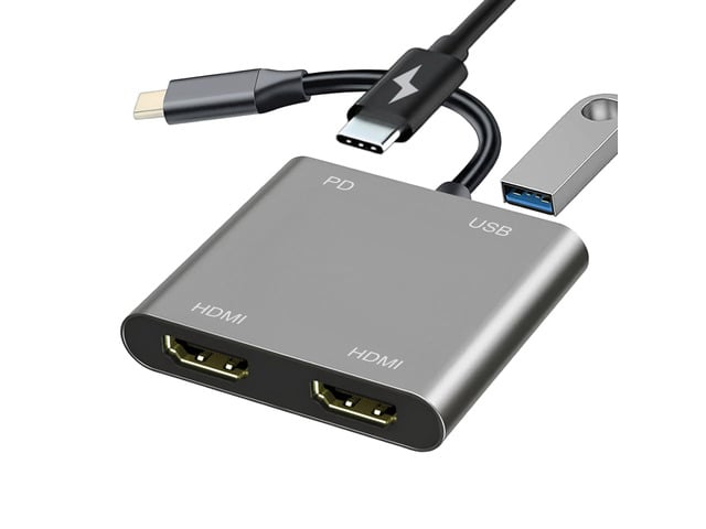Apple KEHIPI USB C to Dual HDMI Adapter for Monitor, USBC Laptop Docking Station Dual Monitor Dongle MacBook, USB-C Hub Powered Mac, USB 3.0 to USB C...